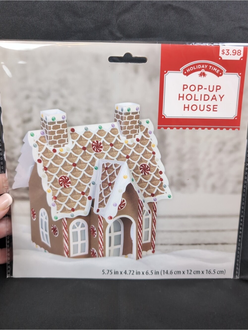Holiday Time Pop-Up Holiday Village Gingerbread House w/Glitter Accents 6.5" New